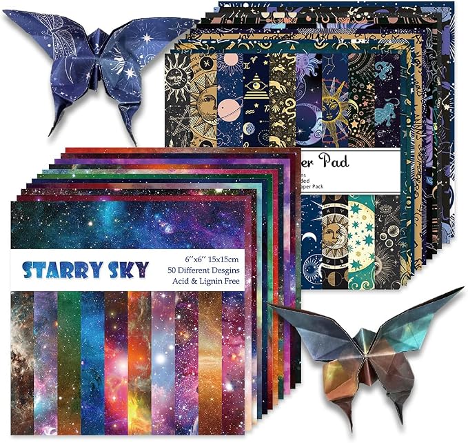 Origami Paper Kit 100 Sheets 70GSM 6 Inch Square Double Sided Color 100 Vivid by Bestartsuppliesforyou