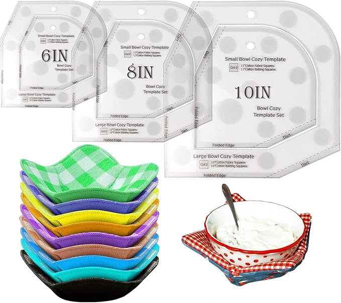 Bowl Cozy Template Cutting Ruler Set, DIY Kitchen Art Craft Acrylic Stencil Cut by OFFTESTY