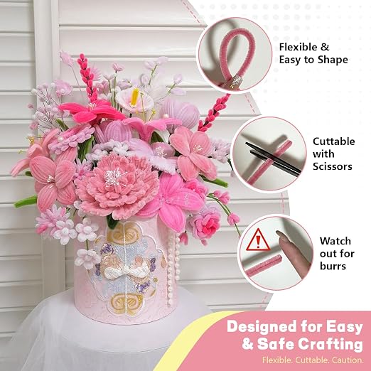 Pipe Cleaners Craft 500PCS 5 Colors Pastel Pink Pipe Cleaners Bulk 30CM Limpia - Image 4