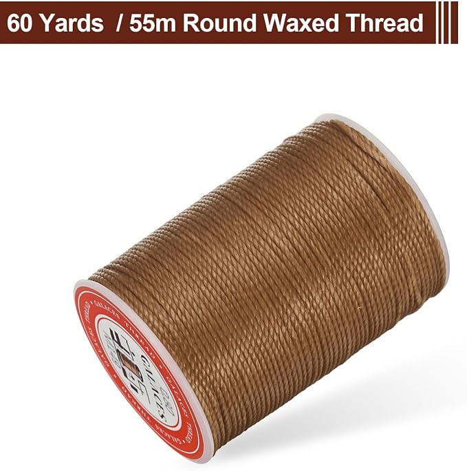 uxcell Round Leather Sewing Waxed Thread, 55m / 60 Yards Wax Polyester String - Image 3