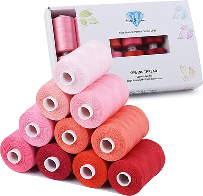 Simthread All Purpose Sewing Thread, 10 Spool Assorted Red Series 1000 Yards by Simthread
