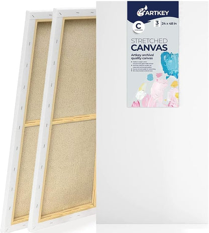Large Canvas for Painting 24x48 Inch 3-Pack, 12.3 oz Triple Primed 100% Cotton by Artkey