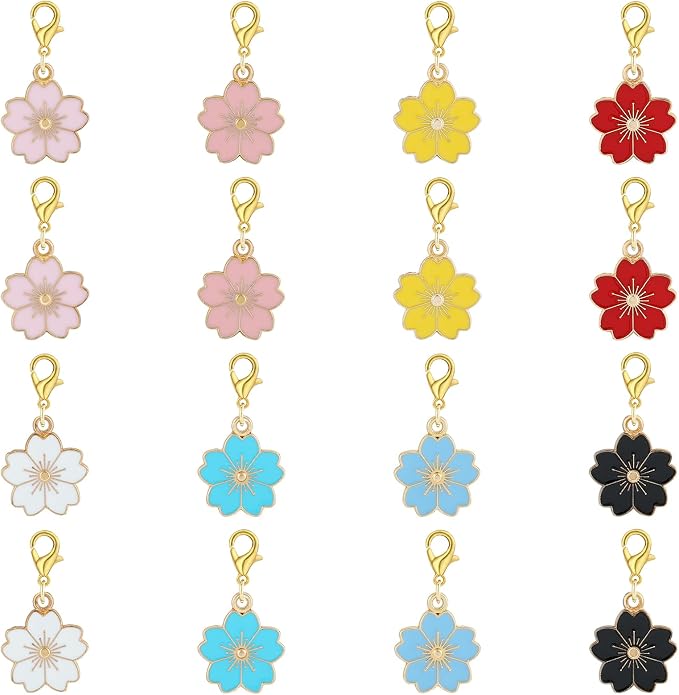 BEEFLYING 16Pcs Flower Stitch Marker Charms by BEEFLYING