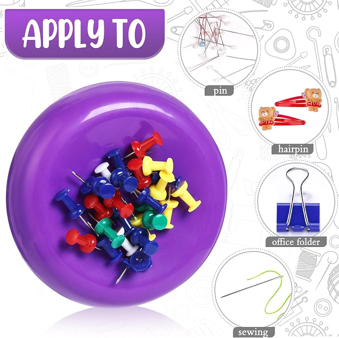 Waydress 2 Pieces Magnetic Pin Holder Sewing Pincushion Round Paper Clip Holder - Image 2