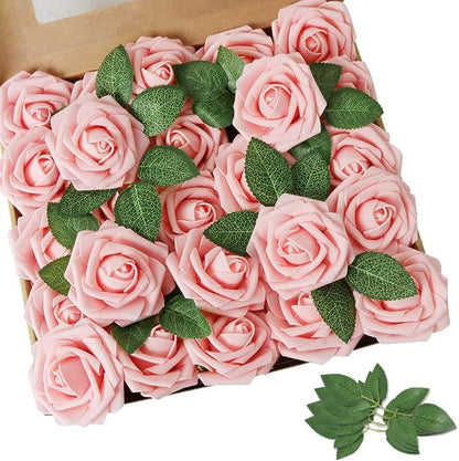 AmyHomie Artificial Flower 50pcs Real Looking Fake Roses w/Stem by AmyHomie
