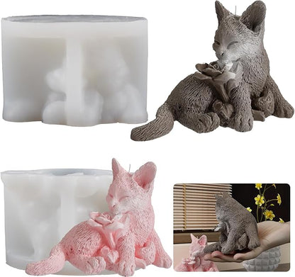 Rose Cat Candle Animal Resin Casting Soap Making Molds Silicone - Image 7
