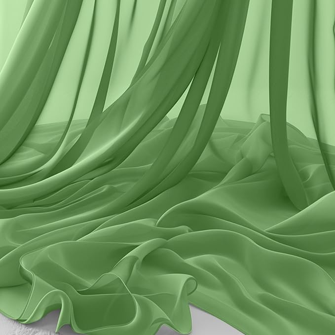 Horbaunal Dusty Sage Chiffon Fabric by The Yard, 1 Yard Continuous Sheer Fabric by Horbaunal
