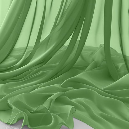 Horbaunal Dusty Sage Chiffon Fabric by The Yard, 10 Yard Continuous Sheer by Horbaunal