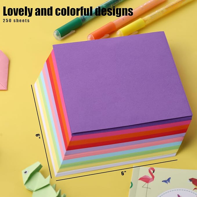 Koogel 250Sheets Origami Paper Craft Kits, Color Paper 6"x 6" - Image 2