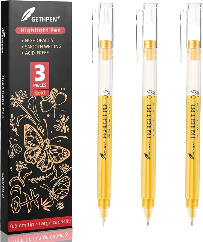 0.6mm Fine Point Gold Gel Pens, Adult Coloring Books & Holiday Crafts by GETHPEN