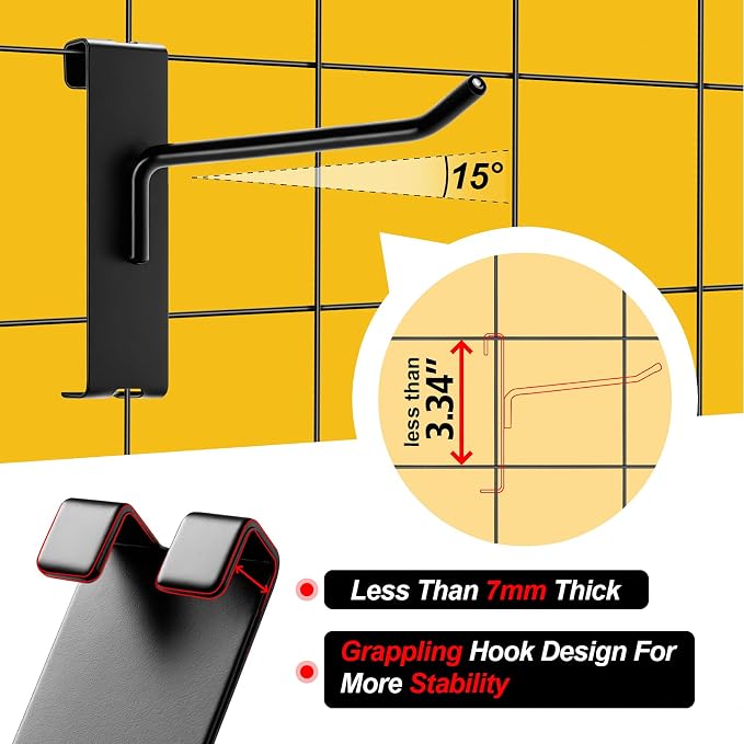 Gridwall Hooks 4 Inch 6 Inch 8 Inch, 60 Pack Heavy Duty Display Hook - Image 3