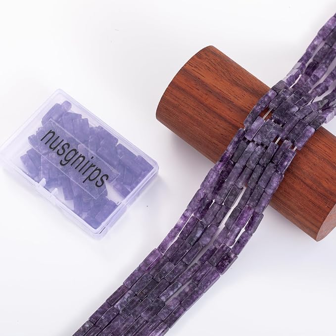 Natural Amethyst Rectangle Tube Beads 4x13mm 38cm/str Loose Semi Gemstone Stone - Image 6