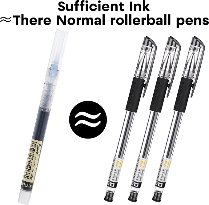 RIANCY 12 Pack Black Liquid Ink Rollerball Gel Pens, 0.5mm Extra Fine Point Tip - Image 6
