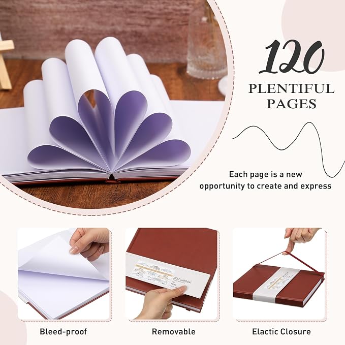 Moinchore Back to School Gifts Square Sketchbook 8 x 8 Inch Hardcover Art - Image 4