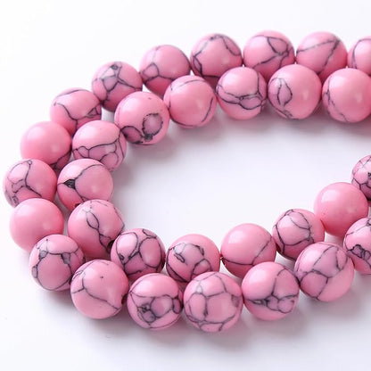 36pcs 10mm Pink Turquoise Beads Natural Stone Round Loose Spacer Beads - Image 4