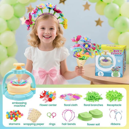 Flower Craft Kit for Kids Ages 4-8 – DIY Fabric Bouquet Toy for Girls and Boys - Image 3