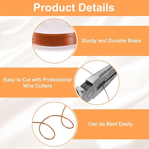 HARFINGTON 30ft Jewelry Wire, 26 Gauge Brass Craft Soft Metal Tarnish Resistant - Image 3