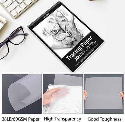 Crehatos 8.5" x 11" Tracing Paper, Translucent Tracing Pad, 100 Sheets - Image 4
