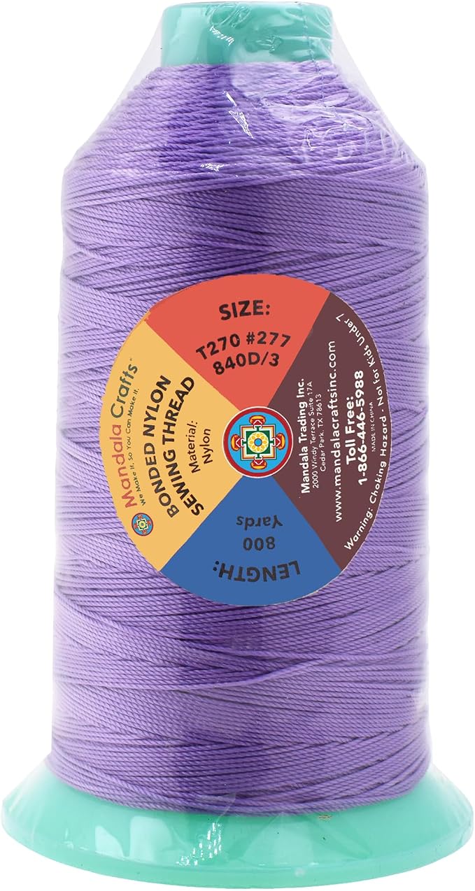 Mandala Crafts Bonded Nylon Thread Lilac Heavy Duty Sewing Threads - Image 3