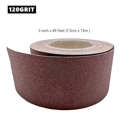 120 Grit Sandpaper Roll, 3 Inch x 49 Feet Emery Cloth Roll Aluminum Oxide - Image 3