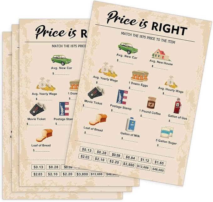 QUPT 50th Birthday Party Games, Price is Right Games, Birthday Party Supplies by QUPT
