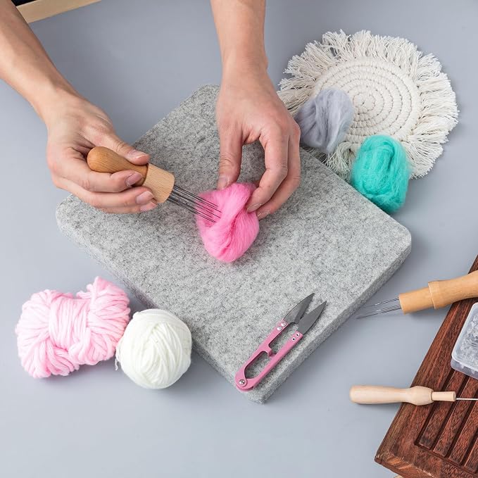 Amylove 8 Pcs Needle Felting Pad Needled Felting Mat Wool Supplies Thick Firm - Image 6