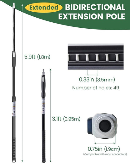 VOOMEY 3-5.9 ft Dual Extending 50 Point Adjustable Extension Pole - Image 4