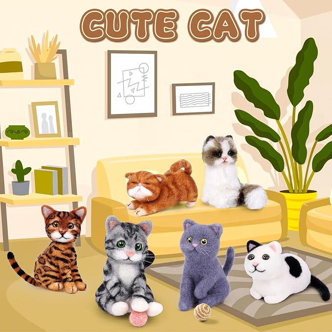 Mayboos 6 Pcs Needle Felting Kit, Animal Needle Felting Beginner Kits Wool Felt - Image 5