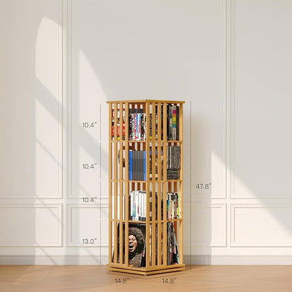 XIMN 360° Rotating Bamboo CD/DVD Shelf - Image 5