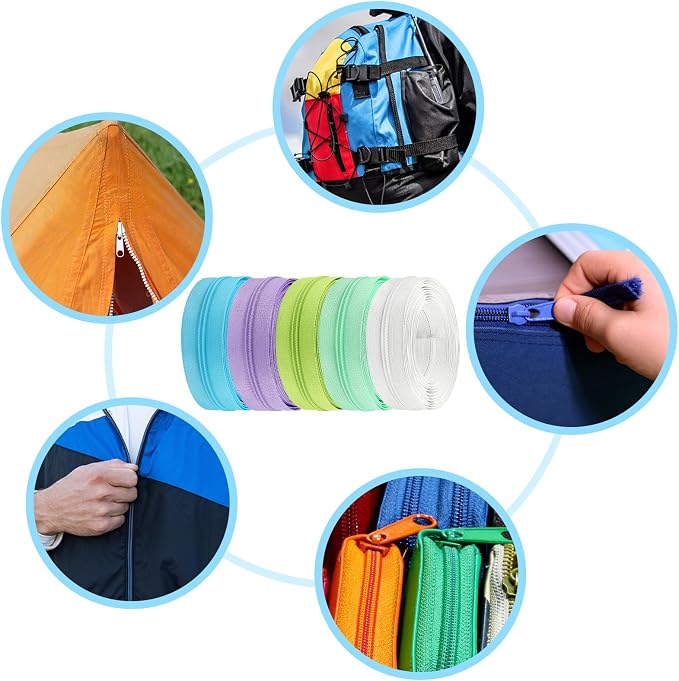 DOITEM 31 Yards 10 Pieces Sewing Zippers #3 Nylon Coil Zippers Assorted Zipper - Image 7