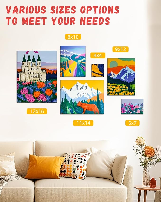 Simetufy 12 Pack 8x8 Inch Painting Canvas Panels Blank Square Canvas Boards - Image 7