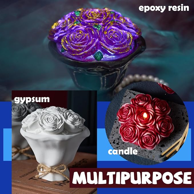 Epoxy Resin Storage Box Silicone Molds A Bouquet of Roses Jar - Image 3