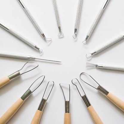 Artzuvs 14Pcs Ceramic Pottery Clay Ribbon Sculpting Tools Kit Wire Texture and - Image 3