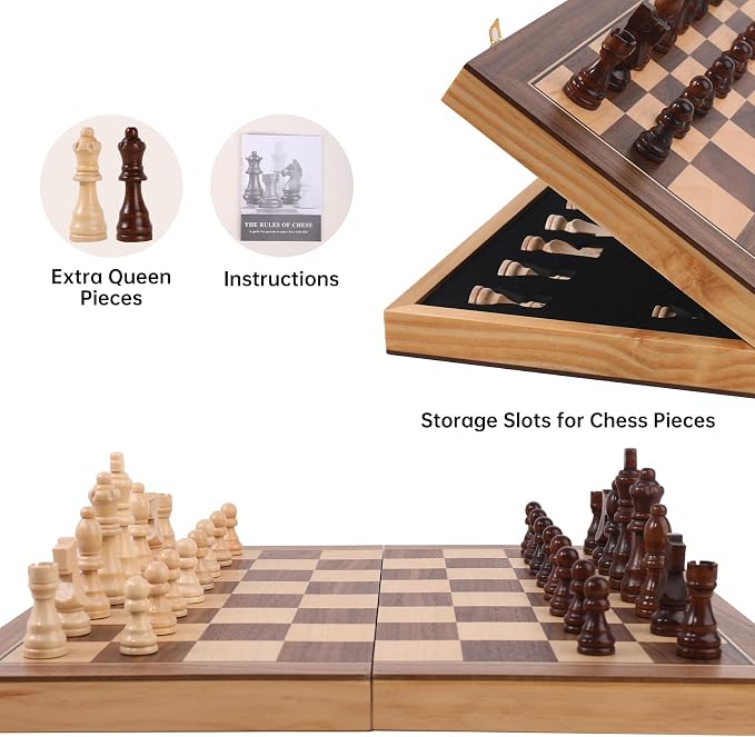 Wooden Chess Set with Folding Board - Image 5