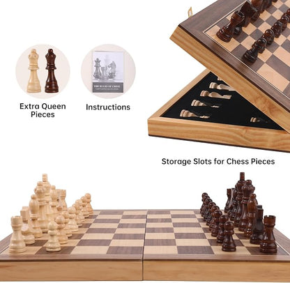 Wooden Chess Set with Folding Board - Image 5