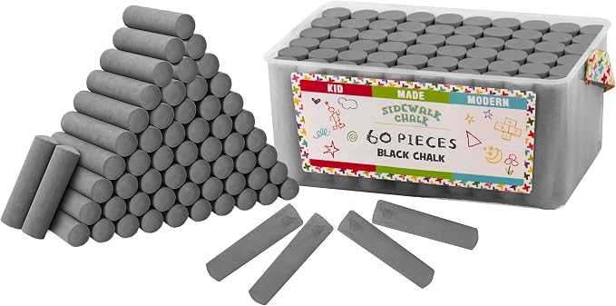 Kid Made Modern 60 Count Pack of Sidewalk Chalk – Black by KidMadeModern