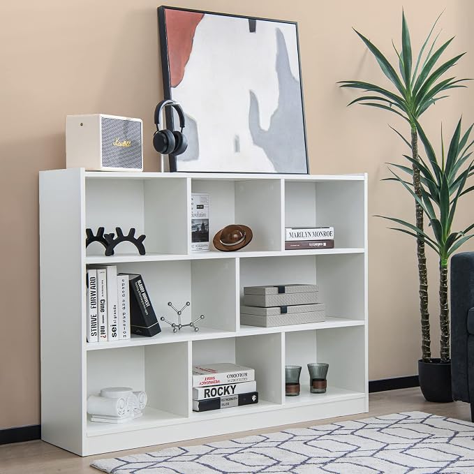 Giantex 8 Cube Bookcase, Freestanding 3-Tier Open Bookshelf, Modern Storage - Image 2
