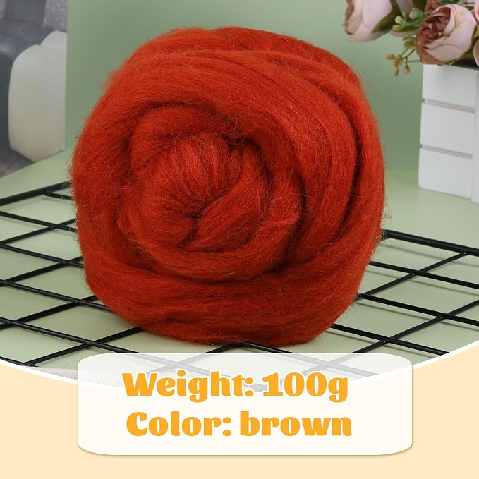 3.53oz Wool Roving Yarn, Fiber Roving Wool Top, Pure Wool, Chunky Yarn - Image 2