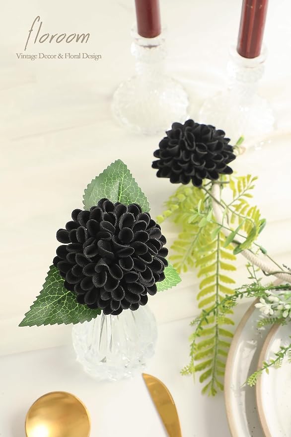 Floroom Artificial Dahlia Flowers 25pcs Real Looking Black Foam Fake Roses - Image 5