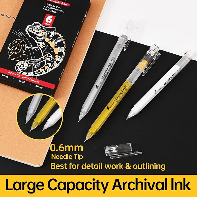 0.6mm Fine Point Silver Gel Pens, Adult Coloring Books & Modern Crafts - Image 3