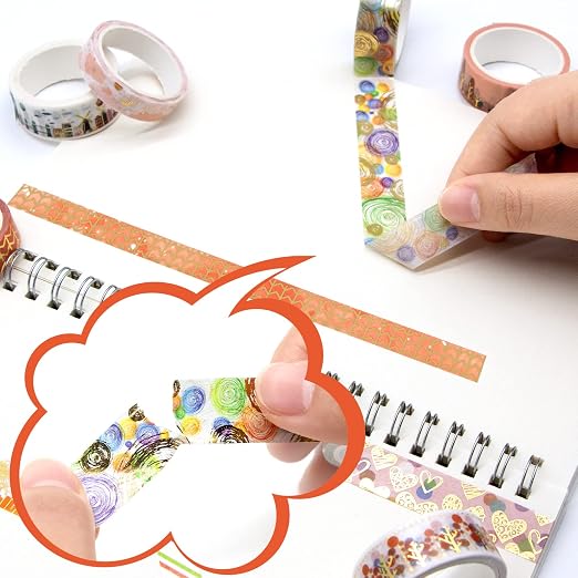 MPOPUUL Gold Foil Washi Tape Set 12 Rolls - Image 5