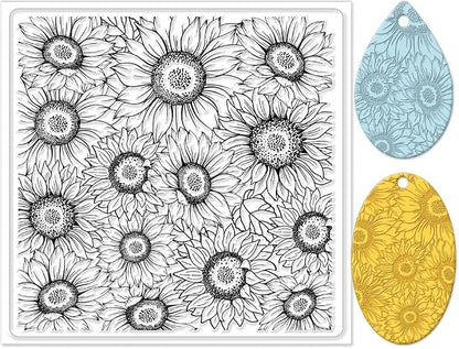 CHGCRAFT Polymer Clay Texture Sheet Sunflower Silicone Texture Stamp Polymer by chgcraft