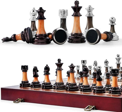 VAMSLOVE Chess Set Large 16''/42cm Folding Wooden Board - Image 8