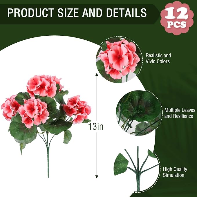 Hananona Artificial Geranium Flowers - Image 3