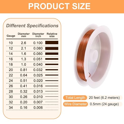 HARFINGTON 20ft Jewelry Wire, 24 Gauge Brass Craft Soft Metal Tarnish Resistant - Image 2