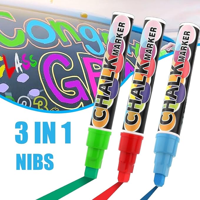 Window Chalk Markers for Cars Glass Washable, 8 Colors Jumbo Liquid Chalk - Image 2