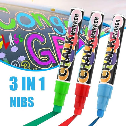 Window Chalk Markers for Cars Glass Washable, 8 Colors Jumbo Liquid Chalk - Image 2