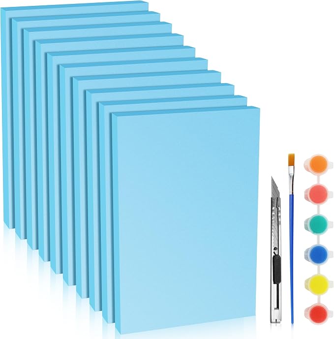 LuckyFoam Blue 10 Pack 12x7.5x0.79 inch Foam Sheets 0.79 Inch Thick Polystyrene by LuckyFoam