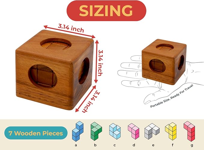 BSIRI Soma Puzzle Cube Wooden Toy Brain Teaser Desk Board Games Adults Master - Image 3