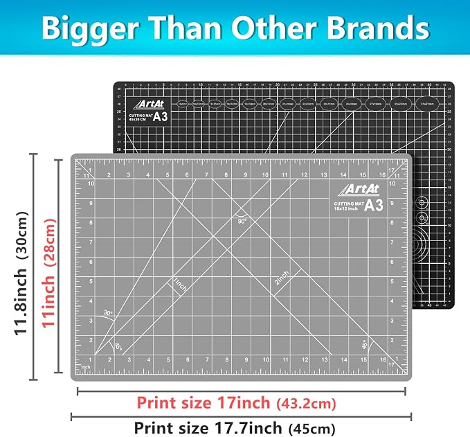 ArtAt Self Healing Cutting Mat: 12″x 18″ Black-Gray Eco-Craft Cutting Mat - Image 5